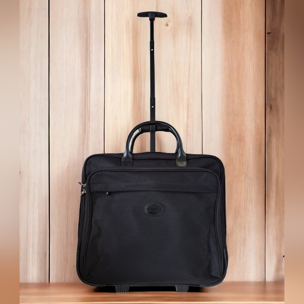 Longchamp cabin bag black travel bag with 2 wheels adjustable handle